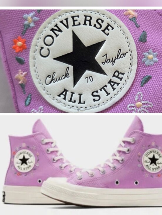 Converse Shoes - Converse Allstar Chuck Taylor 70 Hi Top Sneakers Grape Fizz Little Flowers NWT